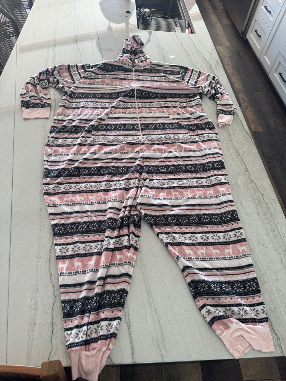 torrid Pink, Black & Cream Striped Fair Isle Hooded One-Piece